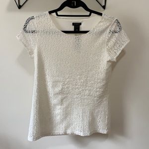 White patterned overlay top